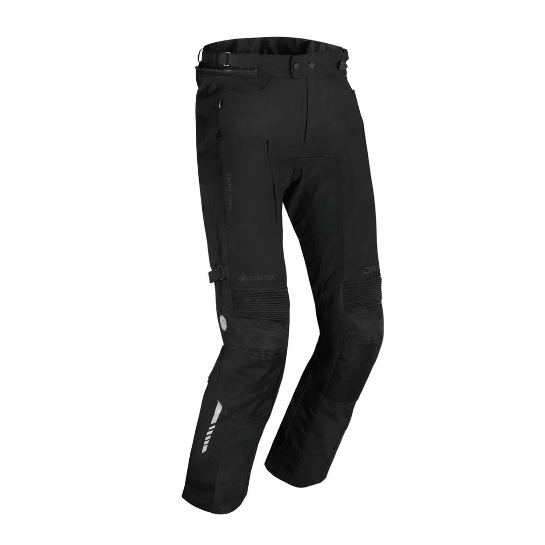 motorcycle pants dane dalvik goretex inner pants braces prepared knee protectors reflective grip patches riding black alpine touring adventure adv
