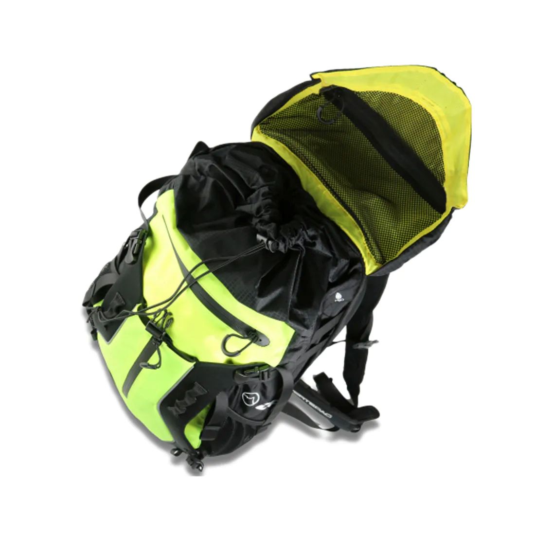 motorcycle backpack dane vertepac storage bag portable black yellow riding alpine touring adventure adv top closure