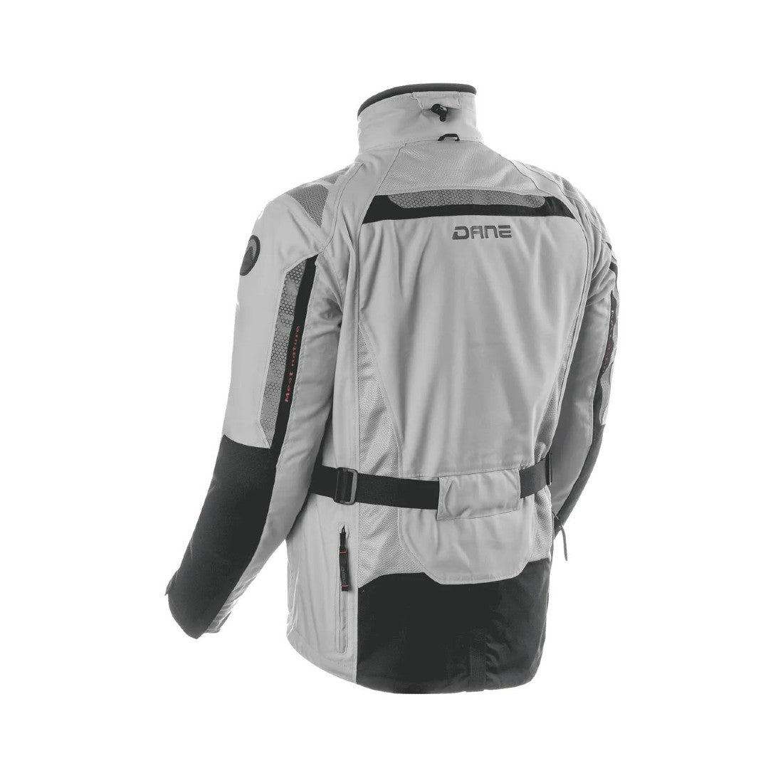 motorcycle jacket dane drakar goretex windproof waterproof sastec protection reflective 3d mesh rain scotchlite silver gray black riding alpine touring adventure adv  gray back