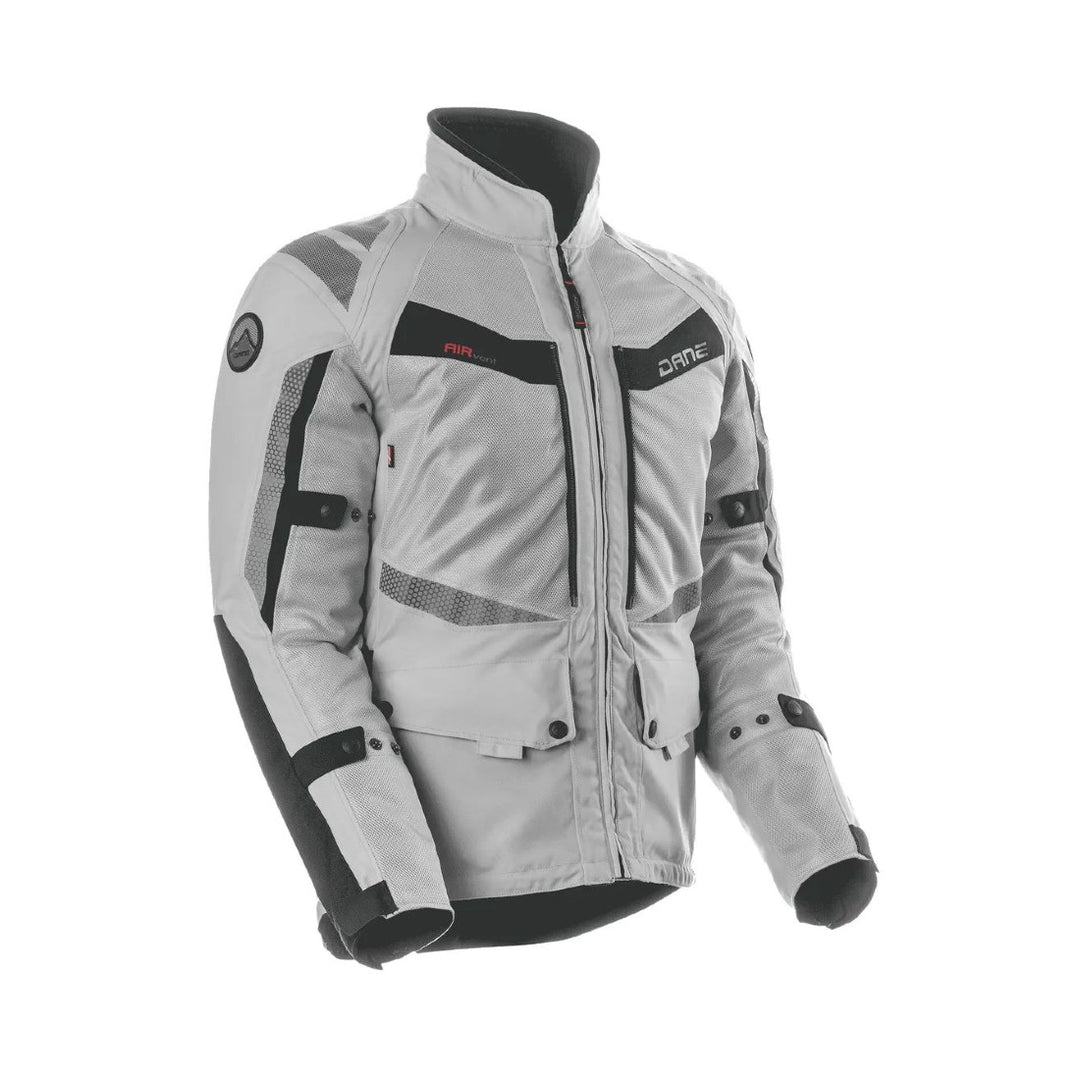 motorcycle jacket dane drakar goretex windproof waterproof sastec protection reflective 3d mesh rain scotchlite silver gray black riding alpine touring adventure adv front gray