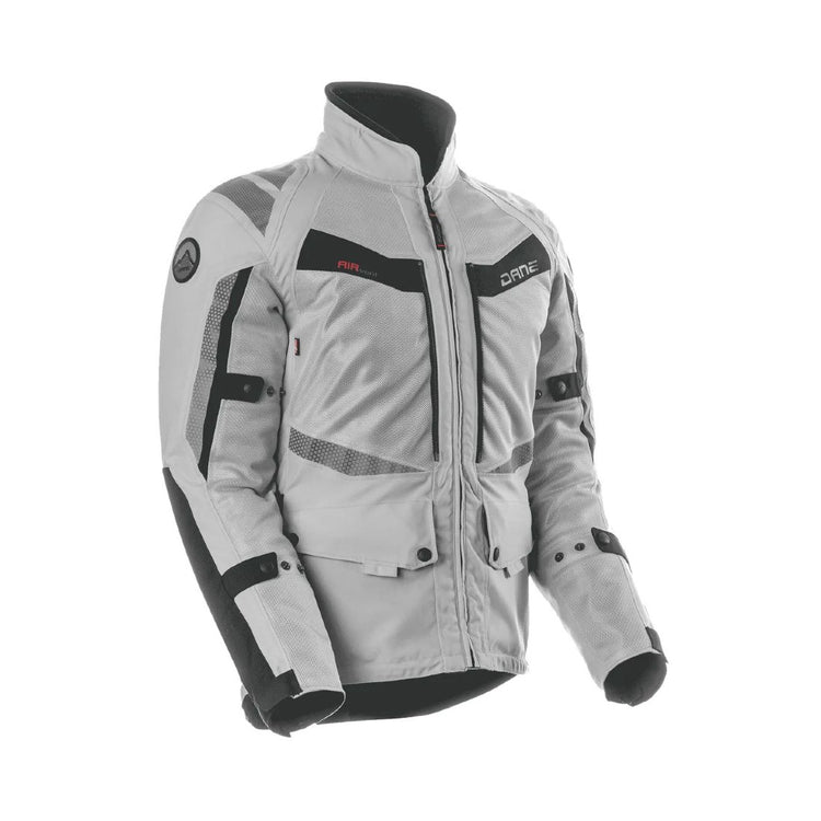 motorcycle jacket dane drakar goretex windproof waterproof sastec protection reflective 3d mesh rain scotchlite silver gray black riding alpine touring adventure adv front gray
