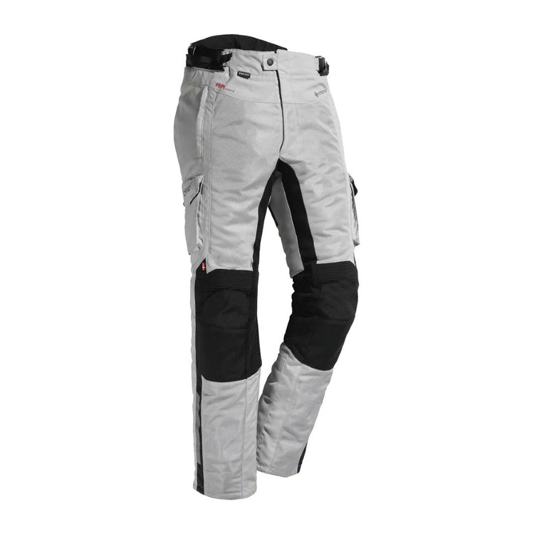 motorcycle pants dane drakar goretex windproof waterproof ventilation panels reflective sure grip silver gray black riding alpine touring adventure adv front 